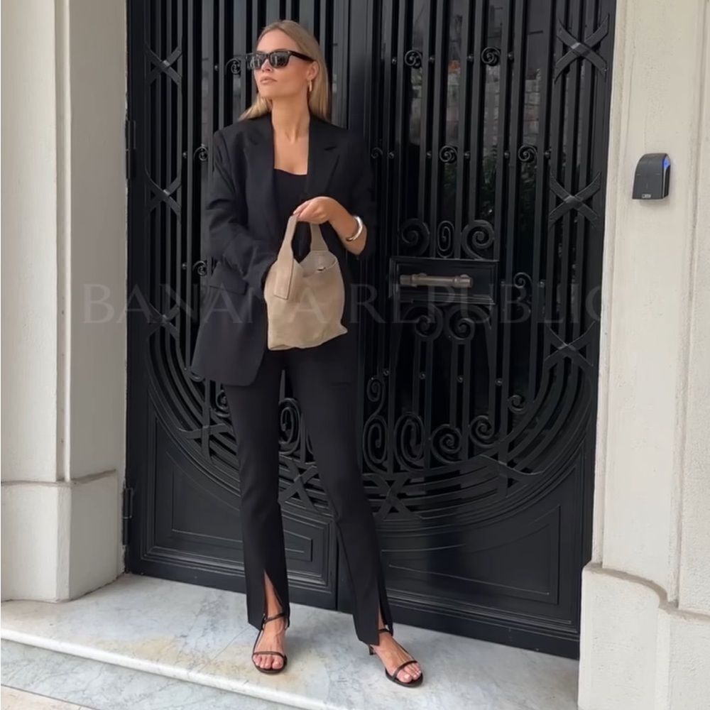 Black split ankle pants
